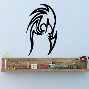 Tribal-style vinyl wall decal with black pinstripe swirl design