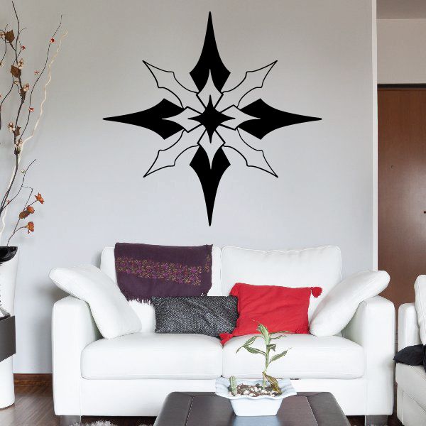 Tribal vehicle pinstripe wall decal, black starburst tribal pattern