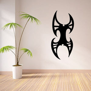 Tribal black vehicle wall decal with horned flame emblem silhouette