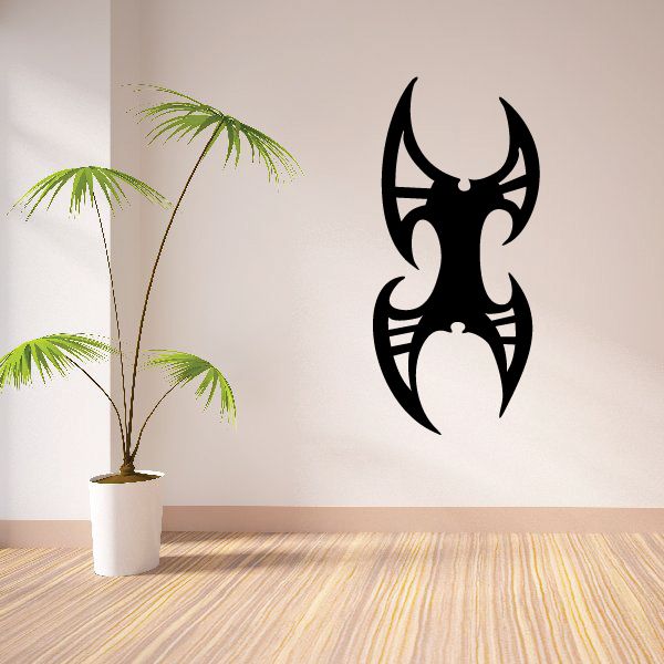 Tribal black vehicle wall decal with horned flame emblem silhouette