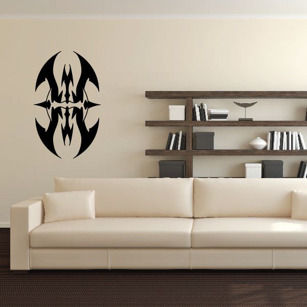 Black tribal vehicle pinstripe vinyl wall decal with flame-like center design