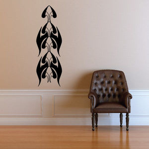 Black tribal pinstripe wall decal with stacked flame arrow design