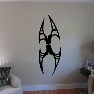 Black tribal pinstripe wall decal shaped like a spade-like emblem