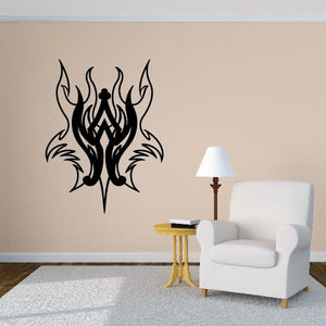 Tribal flame pinstripe wall decal, black vinyl art for vehicle or wall