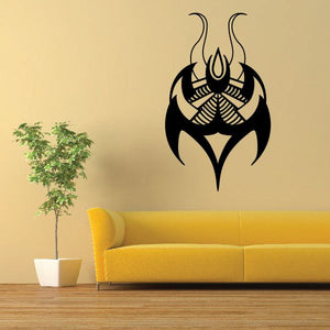 Tribal flame wall decal, black pinstripe style vinyl graphic