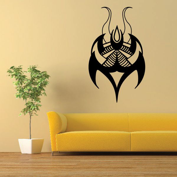 Tribal flame wall decal, black pinstripe style vinyl graphic