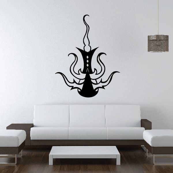 Tribal wall decal vinyl sticker with black flame-like symbol