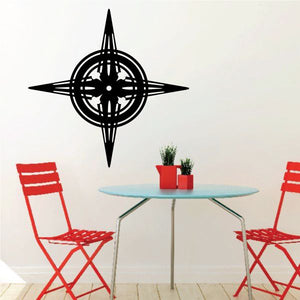 Black tribal compass pinstripe wall decal, vinyl