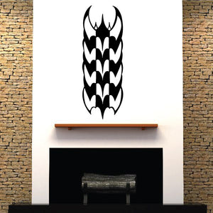 Tribal flame wall decal, black pinstripe vinyl graphic with bold emblem