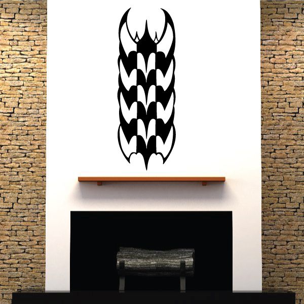 Tribal flame wall decal, black pinstripe vinyl graphic with bold emblem
