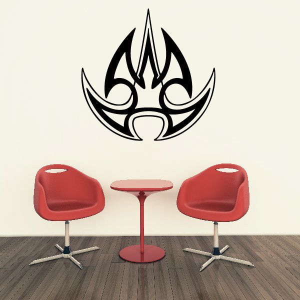 Tribal flame wall decal with bold black flame emblem