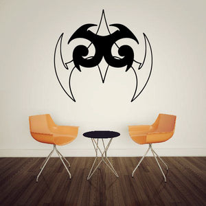 Tribal vehicle wall decal, black tribal emblem with curved pinstripes and pointed shapes
