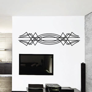 Tribal vehicle pinstripe wall decal with black sweeping lines and oval