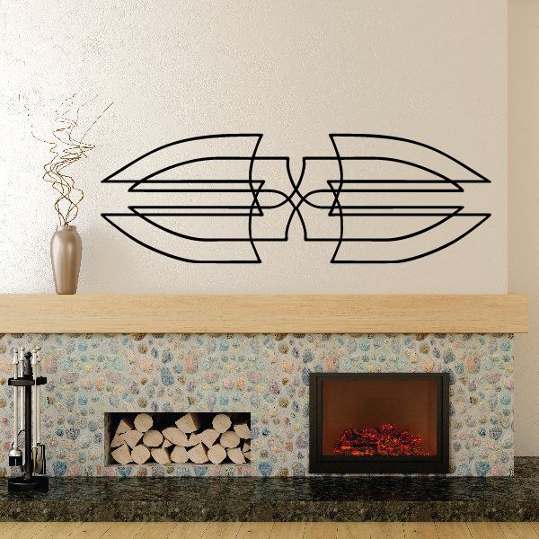 Vinyl wall decal with black pinstripe tribal wing design