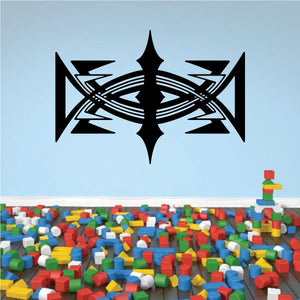 Tribal compass wall decal with pinstripe design, black and white vinyl sticker