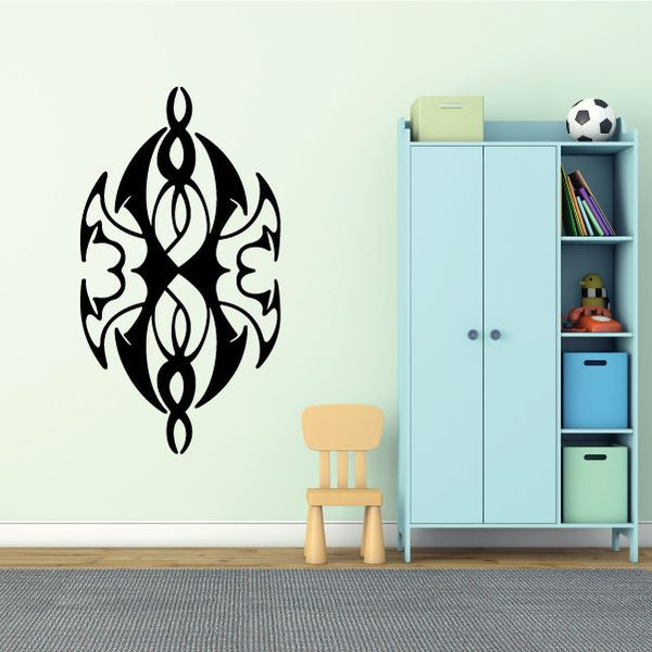 Tribal wall decal with black tribal emblem