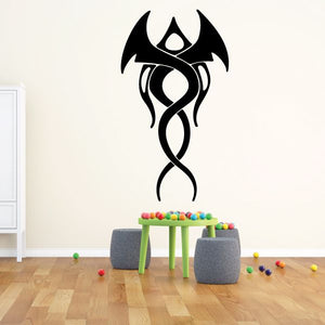 Tribal vehicle pinstripe wall decal with black tribal flame icon
