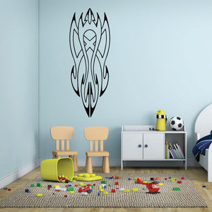 Black tribal vehicle pinstripe wall decal with stylized emblem, vinyl