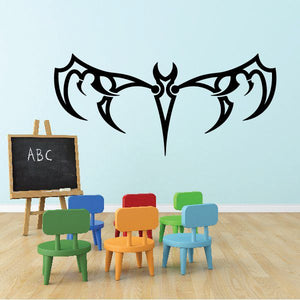 Tribal wall decal with black winged vehicle pinstripe-style graphic