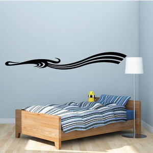 Tribal vehicle pinstripe wall decal with black swooping lines