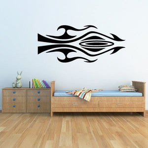 Tribal vehicle pinstripe wall decal in black, flame-style racing stripes