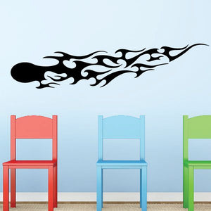 Tribal vehicle pinstripe wall decal, black with white swirl graphics