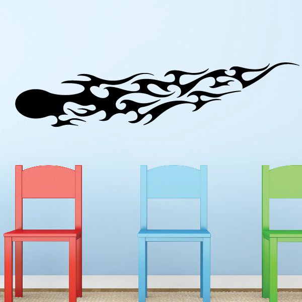 Tribal vehicle pinstripe wall decal, black with white swirl graphics