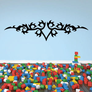 Tribal pinstripe wall decal with black scroll ornament
