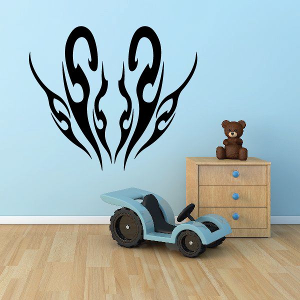 Tribal flame pinstripe wall decal, black vinyl vehicle graphic