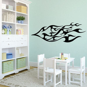 Black tribal flame pinstripe wall decal in vinyl