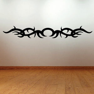 Tribal pinstripe wall decal, black vinyl scroll design
