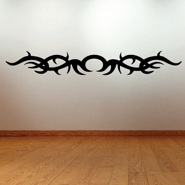 Tribal pinstripe wall decal, black vinyl scroll design