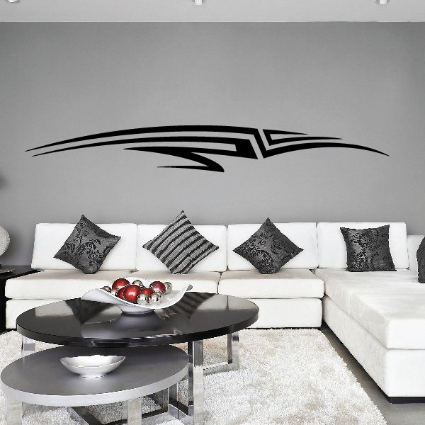 Tribal vehicle pinstripe wall decal, black vinyl graphic for wall
