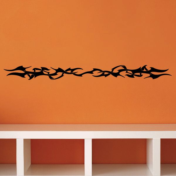 Tribal stripe wall decal with black flame-like scrolling border