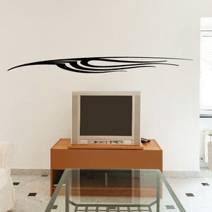 Tribal vehicle pinstripe wall decal, black swoosh graphic
