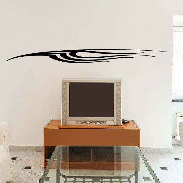 Tribal vehicle pinstripe wall decal, black swoosh graphic