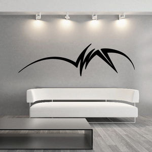 Tribal vinyl wall decal with black pinstripe swoosh