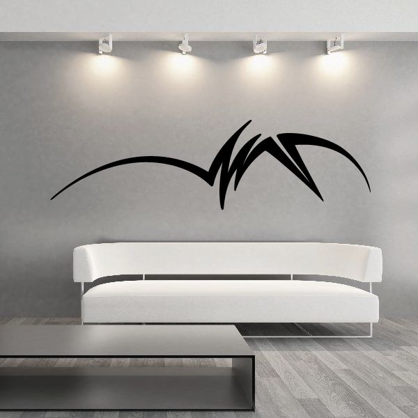 Tribal vinyl wall decal with black pinstripe swoosh