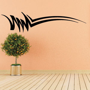 Tribal pinstripe wall decal with black curved stripe and jagged accents