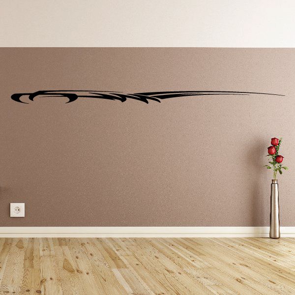 Black tribal pinstripe vehicle wall decal on beige wall