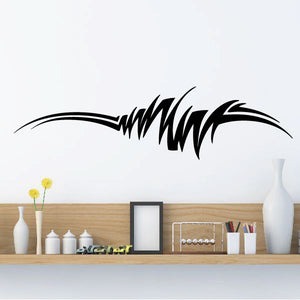 Tribal pinstripe wall decal vinyl in black, arched swoosh design