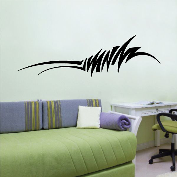 Black tribal vehicle pinstripe wall decal with arrow-like lines and spikes