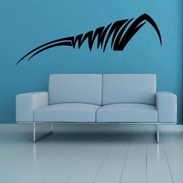 Black tribal vehicle pinstripe wall decal with sweeping claw-like stripes
