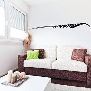 Tribal vehicle pinstripe wall decal showing black stylized vehicle and stripes