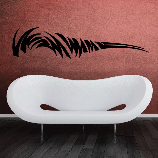 Tribal vehicle pinstripe wall decal in black vinyl, bold roaring line art