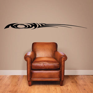 Tribal vehicle pinstripe wall decal with sweeping black tribal stripe design
