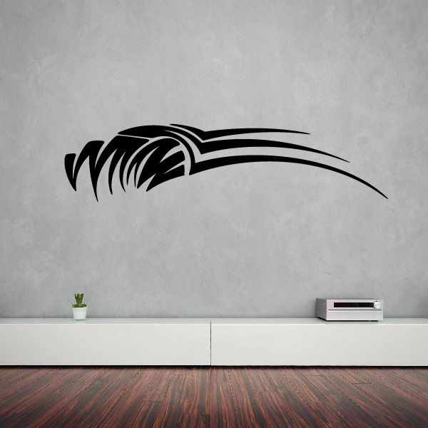 Vinyl wall decal with black tribal pinstripe vehicle graphic, arched stripe and accents