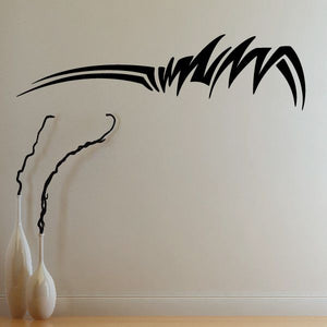 Tribal pinstripe wall decal, black curved swoosh and jagged stripe design