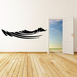 Black tribal pinstripe vehicle wall decal with sweeping curved stripes