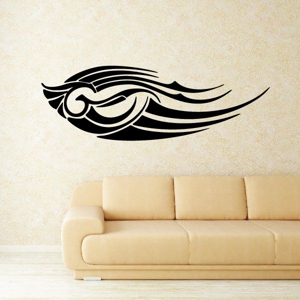 Black tribal vehicle pinstripe wall decal vinyl sticker with winged eye design